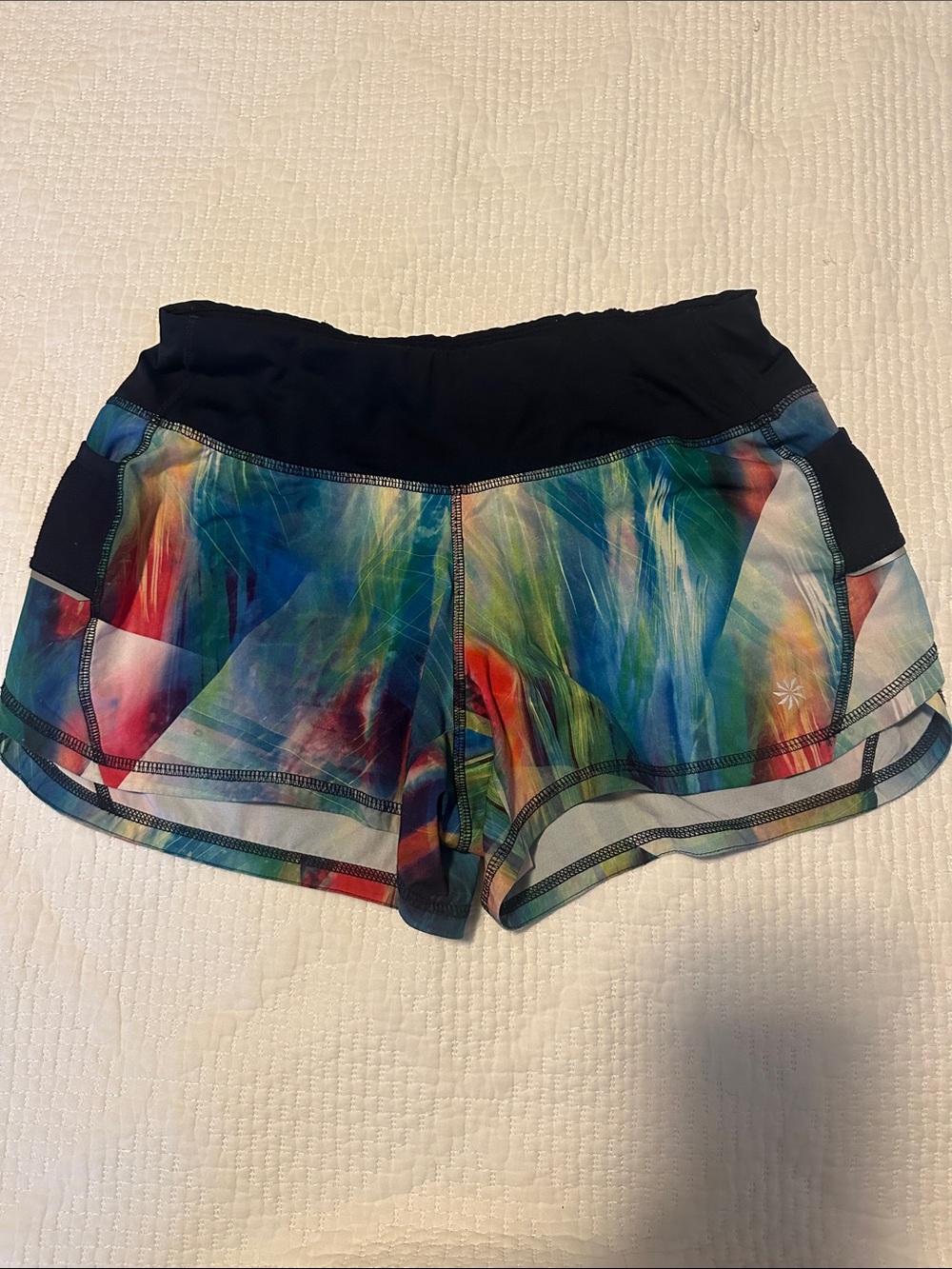 Athleta Multicolor Performance Shorts with Navy Waistband Size XS
